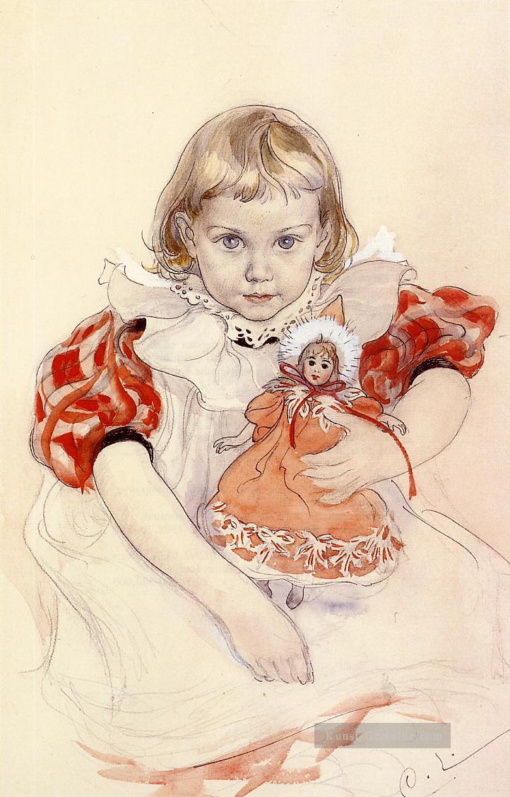 ein junges Mädchen mit einer Puppe Carl Larsson Ölgemälde